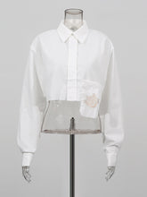 Casual Embroider Asymmetric Cropped Shirt