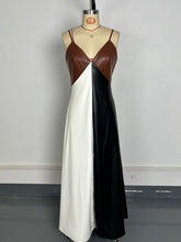 Fashion Sleeveless Patchwork PU Leather Maxi Dress