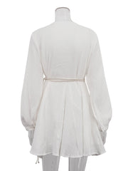 Fashion Round Neck Lace-Up Loose Mini Dress