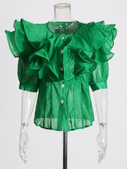 Fashion Ruffle Sleeve Top Blouse