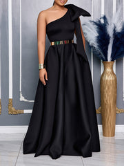 One Shoulder Bow Fashion High Waist Gowns Dress