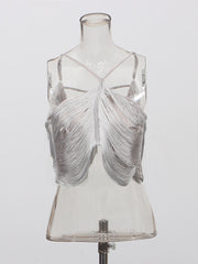 Fashion Fringe Halter Neck Crop Top