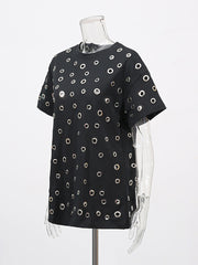 Fashion Eyelets Loose Casual T-Shirt