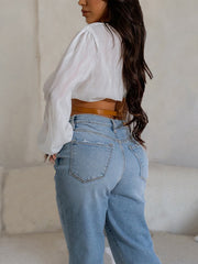 Fashion Deep V Neck Mesh Crop Top