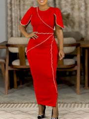 Elegant Round Neck Bodycon Office Work Dress