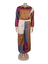 Color Block Patchwork Crop Top And Pants Sports Set