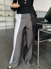 Fashion Colorblock Patchwork Wide Leg Pants