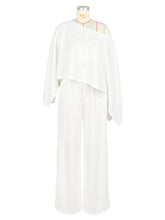 Fashion Loose Bat Sleeve Crop Top Wide Leg Pants Sets