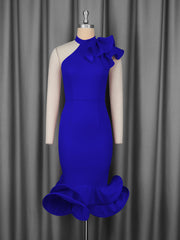 Elegant One Shoulder Ruffle Mermaid Hem Dress
