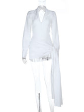 Fashion V Neck Ribbon Backless Mini Dress