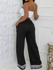 High Waist Drawstring Wide Leg Pants