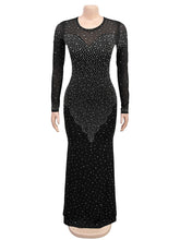 Sexy Rhinestone See through Party Maxi Dress