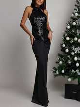 Sexy Sleeveless Ruched Sequin Split Bodycon Dress