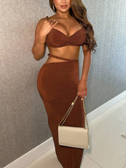 Sexy Crop Crops Night Club Party Dress Sets