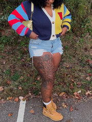 Casual V Neck Cropped Cardigan Sweater