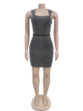 Sexy Rhinestone Boydcon Spaghetti Strap Mini Dress