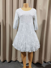 Round Neck Sequin Half Sleeve Loose Mini Dress