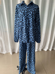 Leopard Print Casual Shirt And Trousers Set