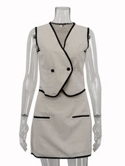 Sleeveless Crop Top With High Waist Skirts Sets