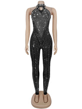 Sexy Mesh Rhinestone Embellished Sleeveless Jumpsuit