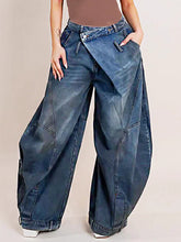 Vintage Asymmetric Button Loose Jeans