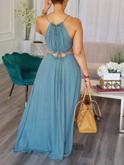 Sexy Hollow Out Crisscross Lace-up Swing Maxi Dress