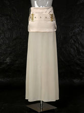 High Waist Satin A-line Draped Mesh Maxi Skirt