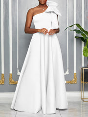 Slash-Shoulder Big Bow Sexy Evening Dress