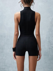 Sleeveless Zipper Sports Tight Romper