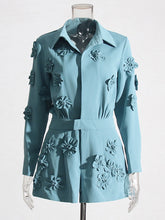 Lapel Long Sleeve High Waist Casual Rompers -Boutique