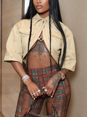 Sexy Short Sleeve Casual Cropped Jacket