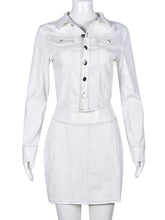 Fashion Irregularity Tops Short Denim Skirt Set