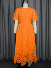 Elegant Round Neck Lace Hollow Out Slim Party Dress