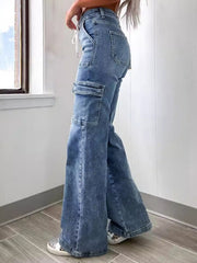 Fashion Drawstring Straight Cargo Jeans