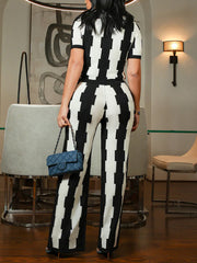 Casual Print Tops Wide Leg Pant Two Piece Set