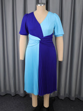 Elegant Color Block Patchwork V Neck Slim Party Dress