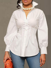 Fashion Solid Color Slim Shirt Top