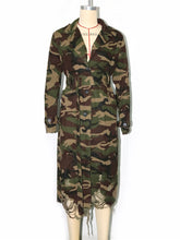 Fashion Casual Camo Ripped Trench Coat