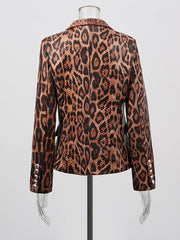 Vintage Leopard Print Sequin Slim Blazer