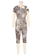 Sexy Leopard Print Tight Capri Jumpsuit