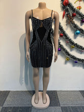Velour Patchwork Rhinestone Club Dress