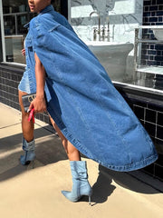 Fashion Loose Denim Cape Jacket