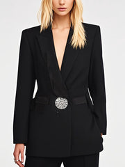 Fashion Patchwork Diamante Slim Fit Blazer