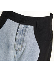Fashion High Waist Patchwork Wave Jeans