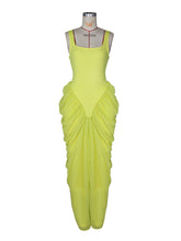 Sexy Sleeveless Solid Chiffon Pleated Maxi Dress