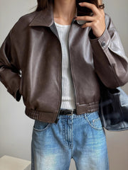 Casual Vintage Faux Leather Jacket