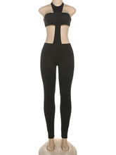 Sexy Halter Hollow Out Skinny Jumpsuit