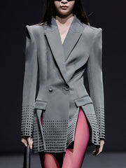 Fashion Rhinestone Split Hem Blazer