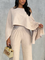 Sexy Off Shoulder Crop Top Long Pants Casual Set