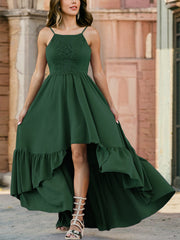 Sexy Lace Slim Hem Ruffle Strap Maxi Dress